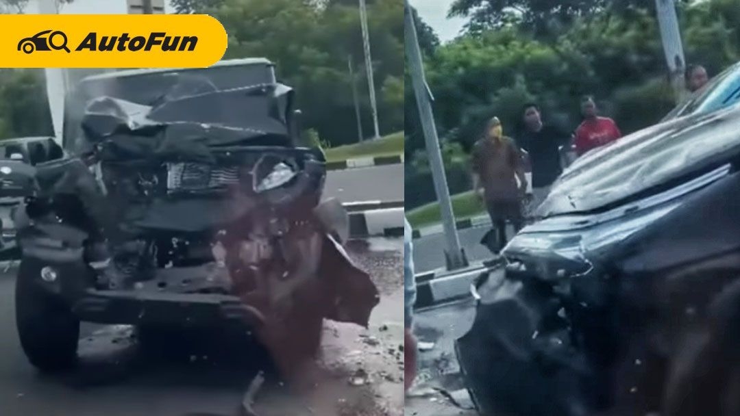 Suzuki Jimny vs Toyota Fortuner VRZ Saling Seruduk, Bodi Depan Hancur Akibat Crumple Zone 01
