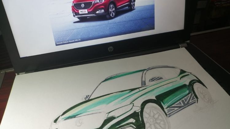 Sketsa mobil: Sketsa MG ZS dengan British Racing Green, kembalikan suasana sporty dari mobil sport Inggris kuno